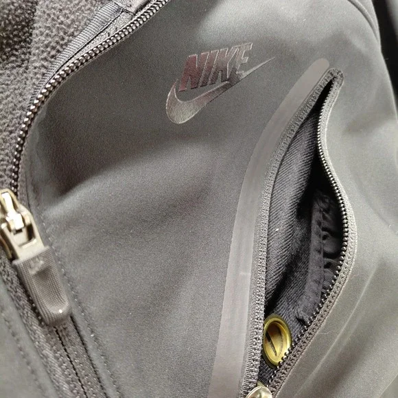 NIKE Jacket Men MEDIUM Black Full Zip Tech Interior Exterior Pocket Fleece Lined - Picture 6 of 16